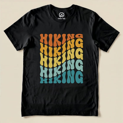 Hiking Vintage Wavy Text Shirt Hike Tee T-Shirt Black / S
