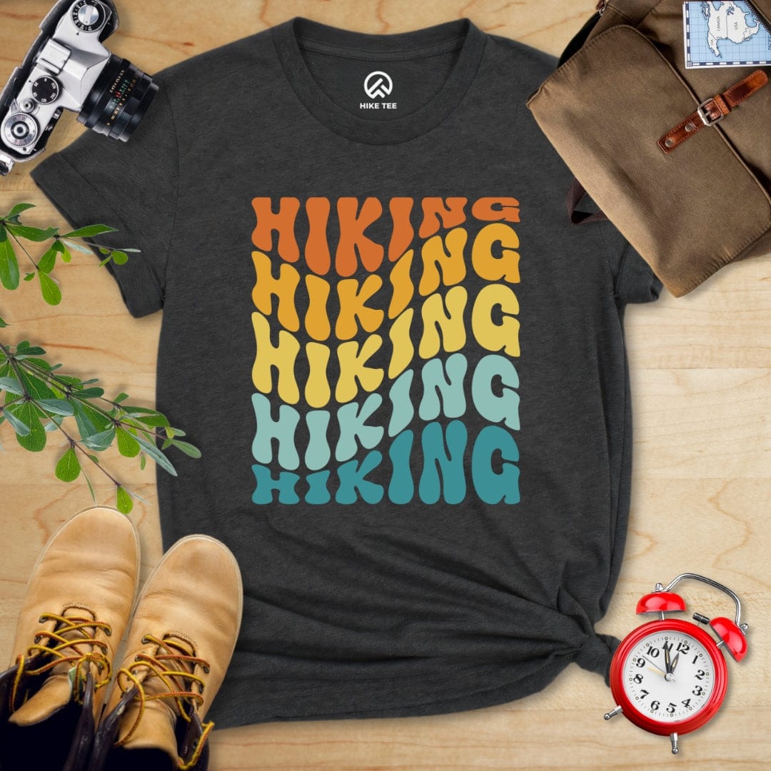 Hike Tee T-Shirt Dark Grey Heather / S Hiking Vintage Wavy Text Shirt