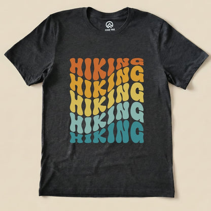 Hiking Vintage Wavy Text Shirt Hike Tee T-Shirt Dark Grey Heather / S
