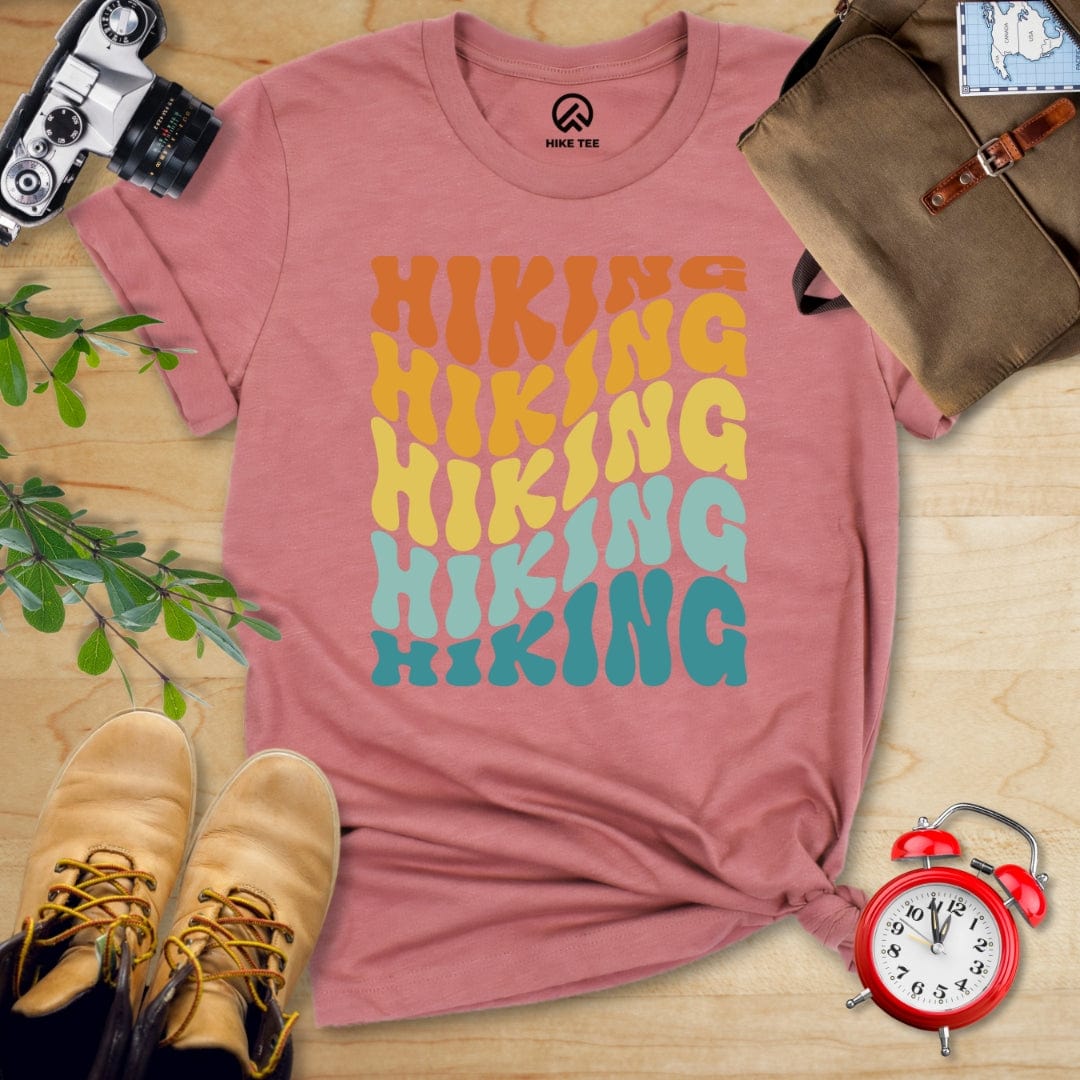 Hike Tee T-Shirt Heather Mauve / S Hiking Vintage Wavy Text Shirt
