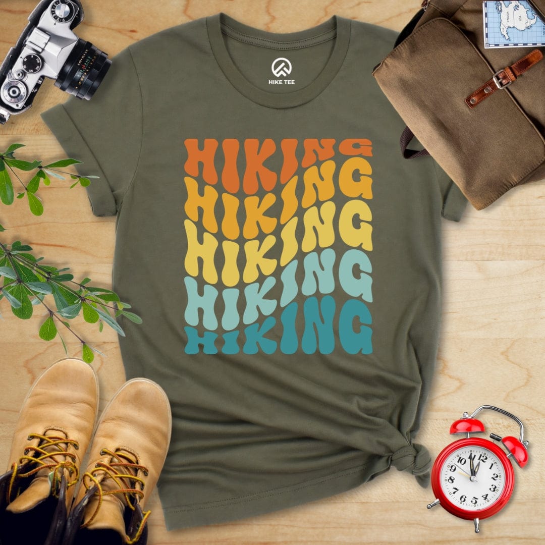 Hike Tee T-Shirt Military Green / S Hiking Vintage Wavy Text Shirt