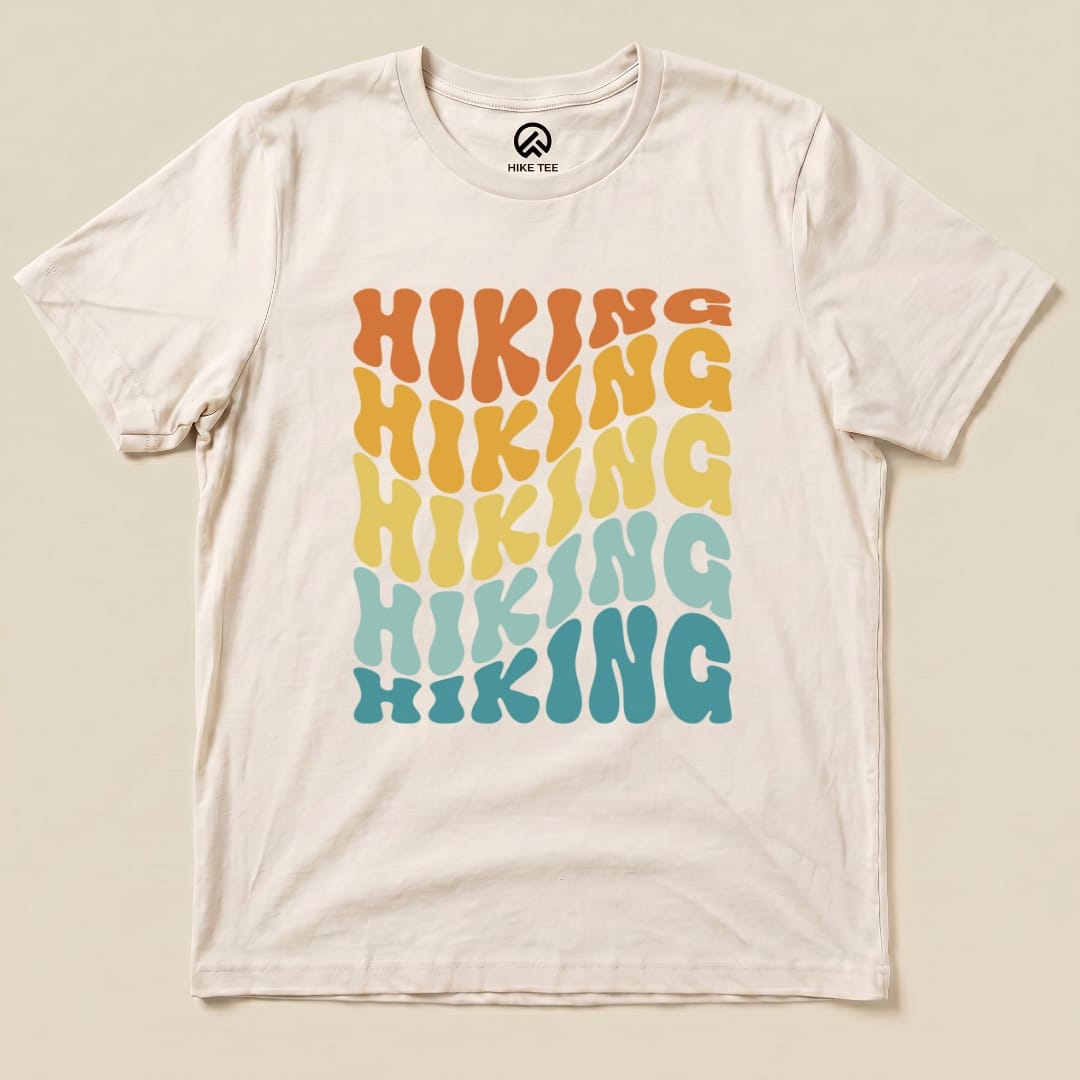 Hiking Vintage Wavy Text Shirt Hike Tee T-Shirt Natural / S