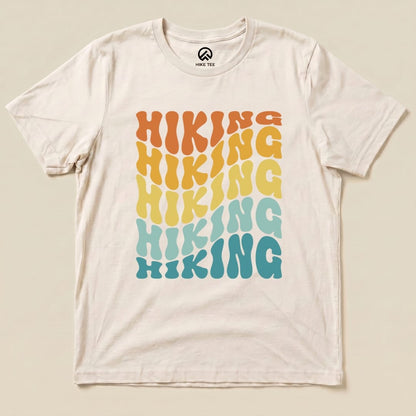 Hiking Vintage Wavy Text Shirt Hike Tee T-Shirt Natural / S