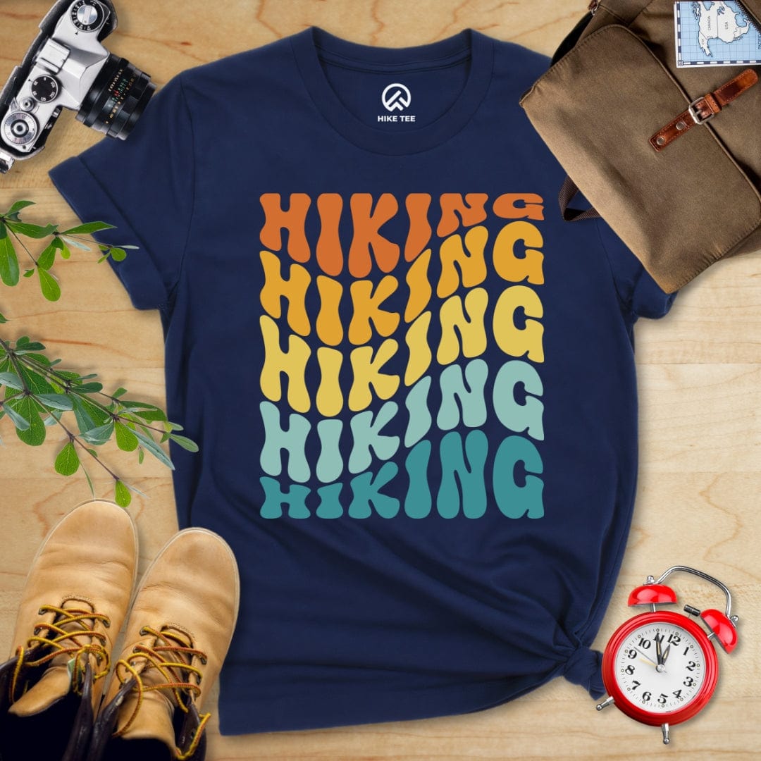 Hike Tee T-Shirt Navy / S Hiking Vintage Wavy Text Shirt