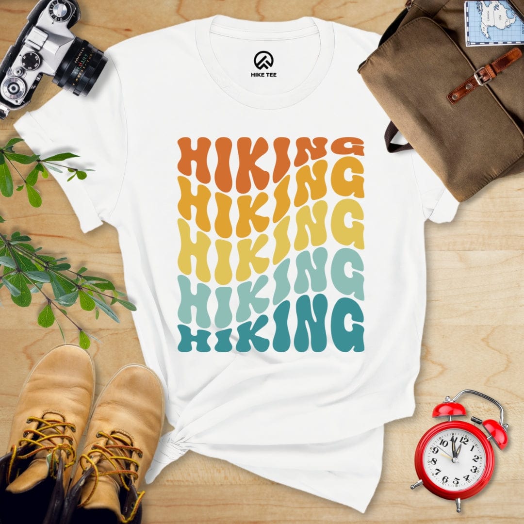 Hike Tee T-Shirt White / S Hiking Vintage Wavy Text Shirt