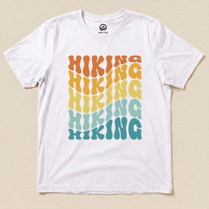 Hiking Vintage Wavy Text Shirt Hike Tee T-Shirt White / S