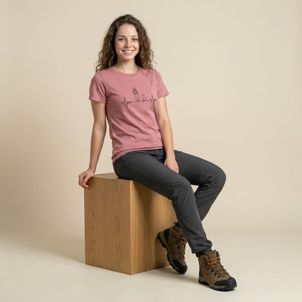 Hike Tee T-Shirt Hiking with Dog Heart Rate Shirt