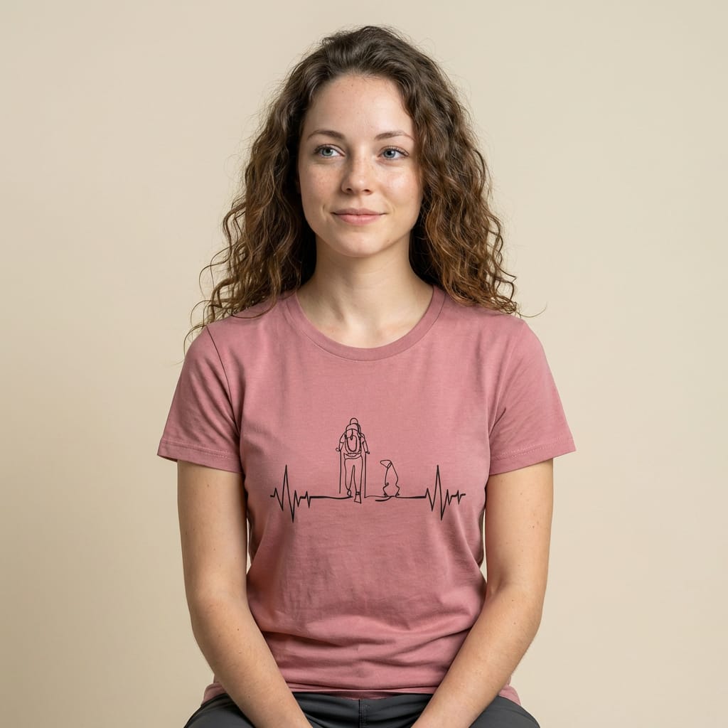 Hike Tee T-Shirt Hiking with Dog Heart Rate Shirt