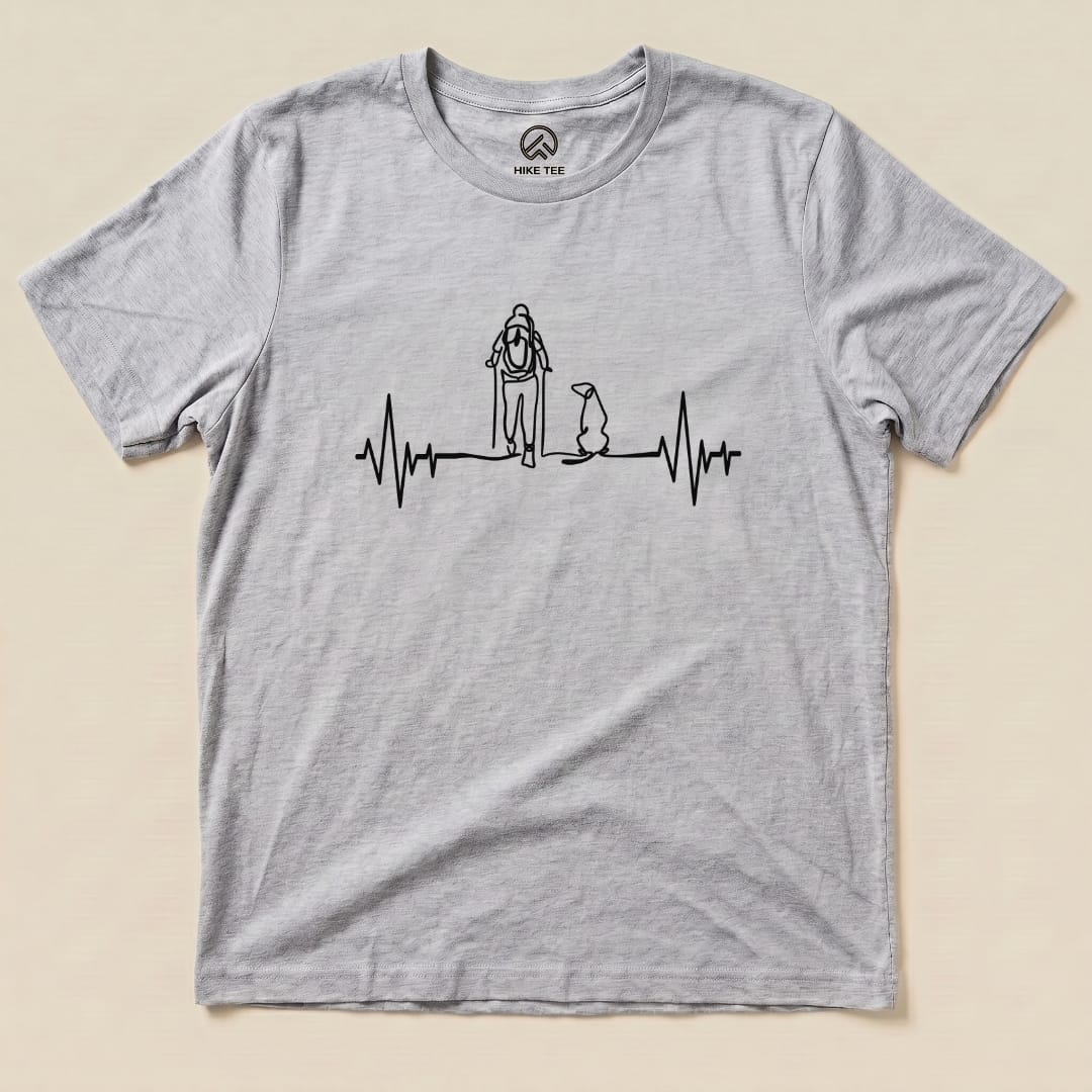 Hike Tee T-Shirt Athletic Heather / S Hiking with Dog Heart Rate Shirt