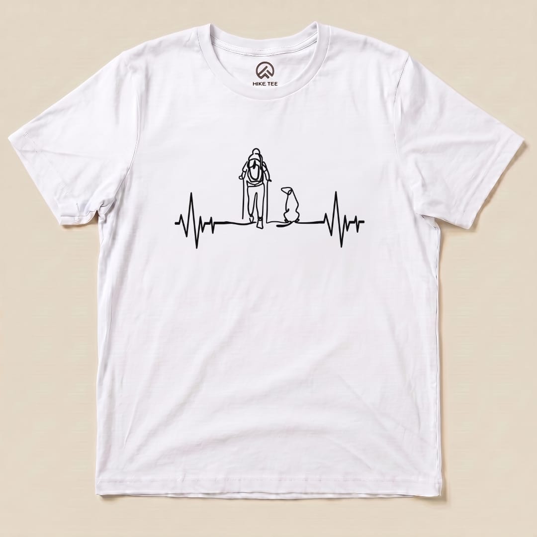 Hike Tee T-Shirt White / S Hiking with Dog Heart Rate Shirt