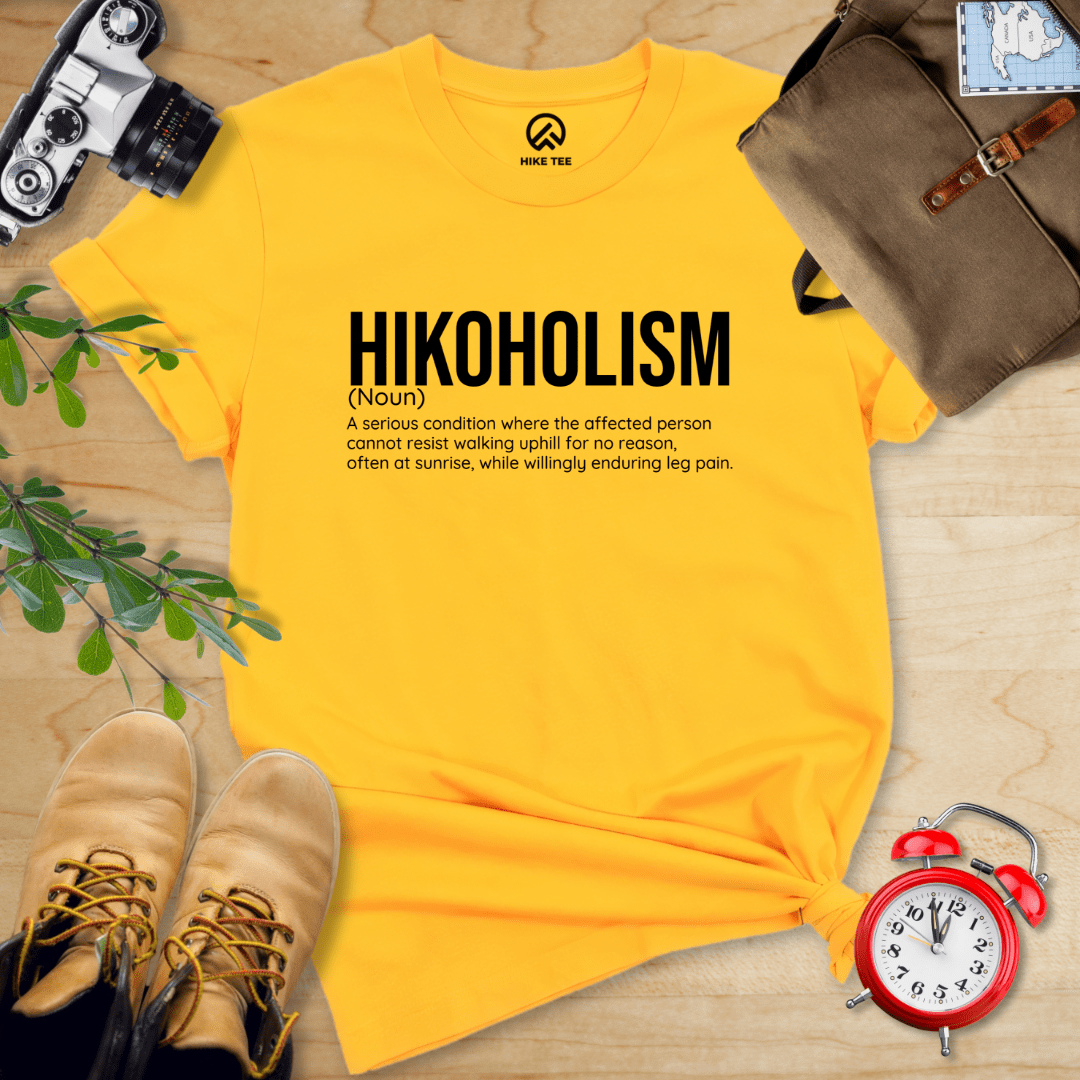 Hike Tee T-Shirt Gold / S Hikoholism Definition