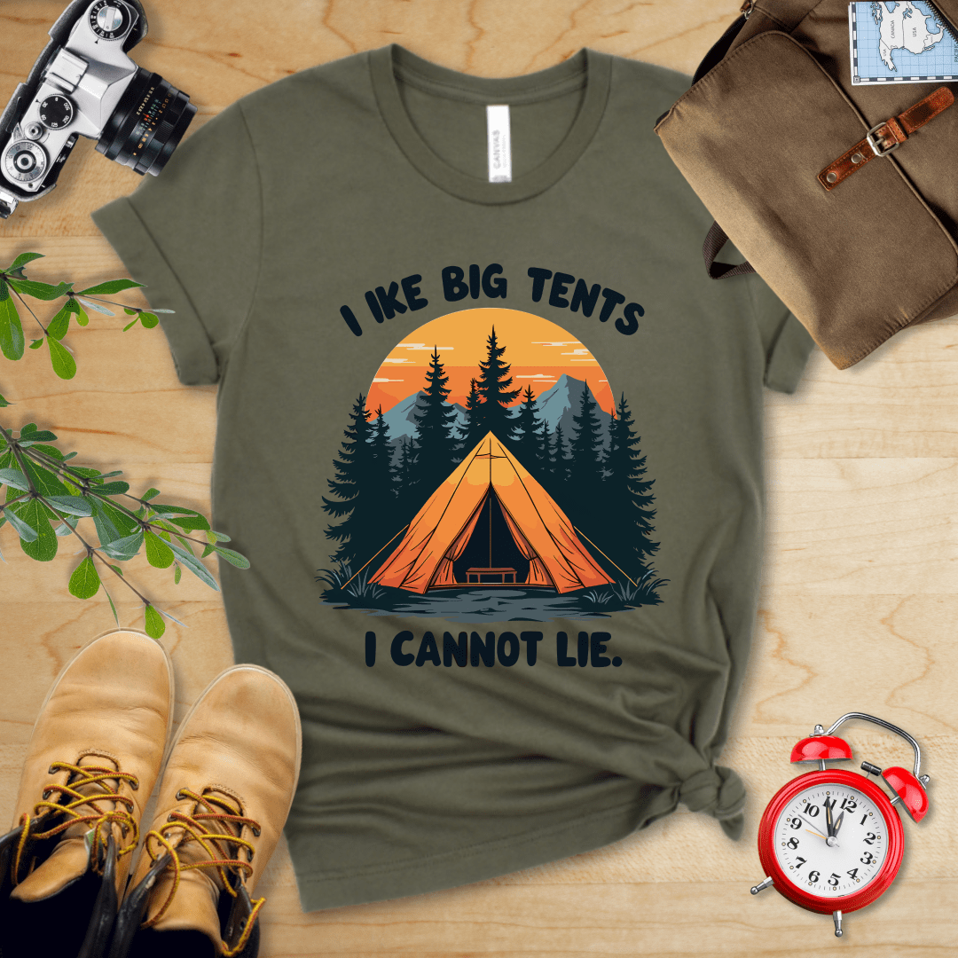 Printify T-Shirt Military Green / S I Like Big Tents Shirt