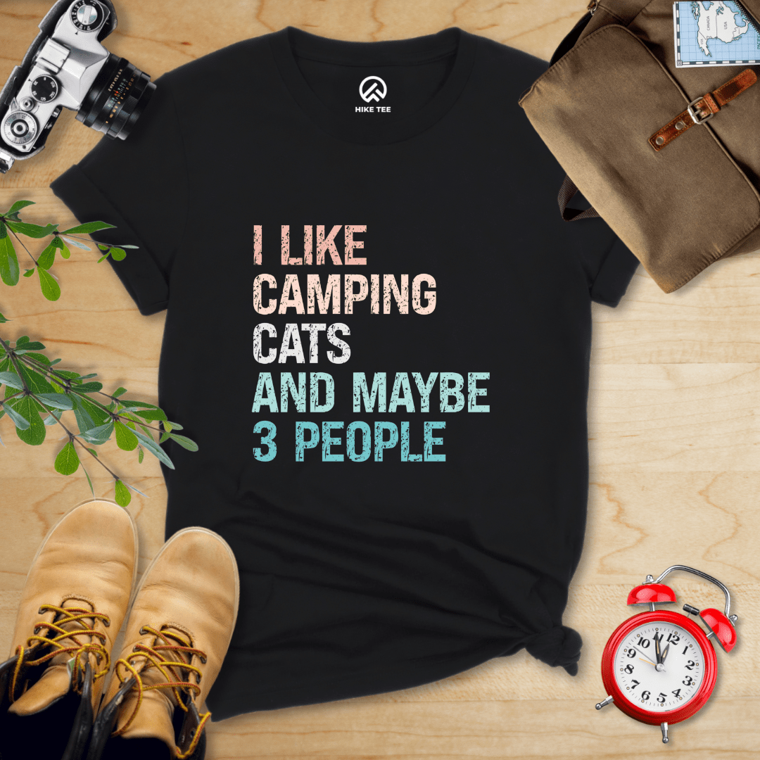 Hike Tee T-Shirt Black / S I Like Camping Cat Shirt