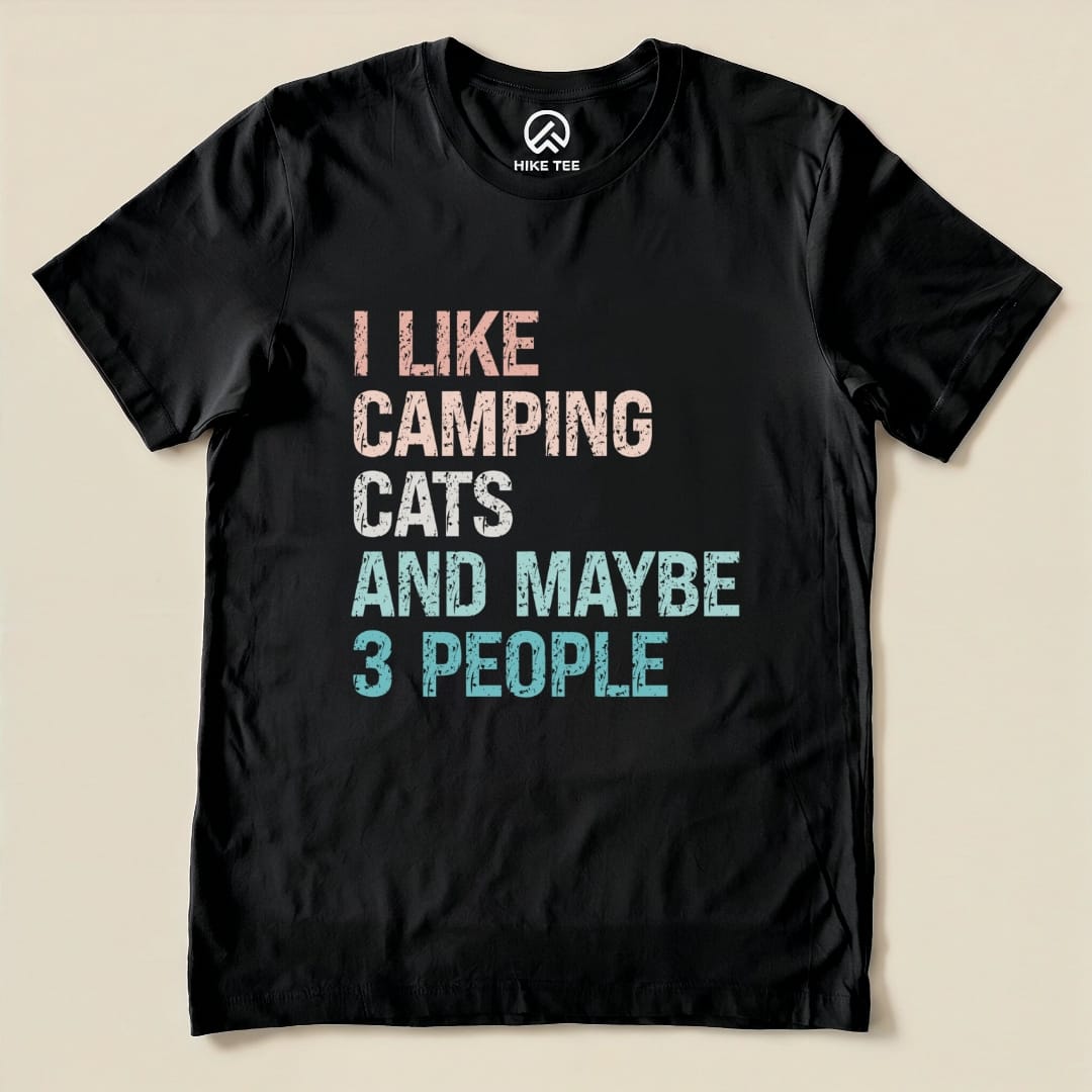 I Like Camping Cat Shirt Hike Tee T-Shirt Black / S