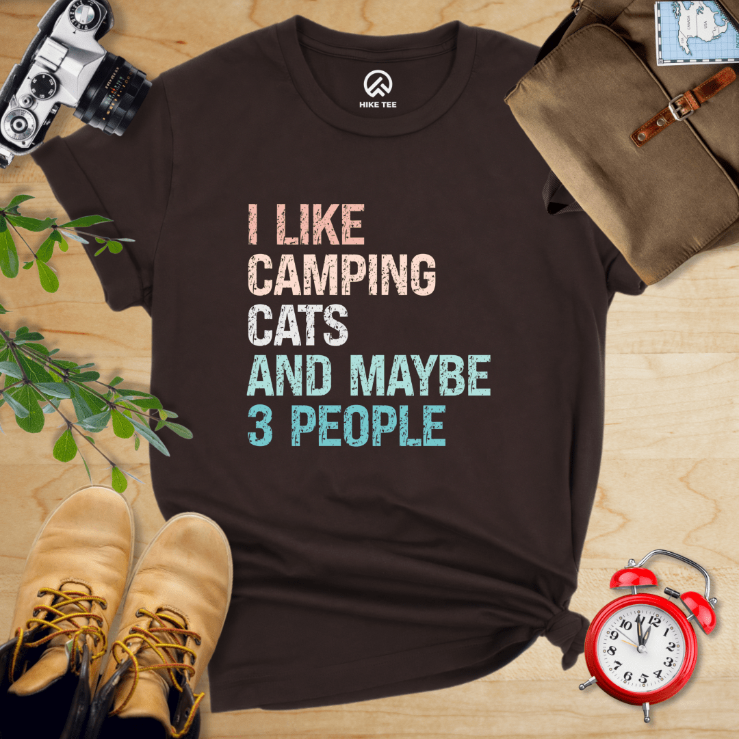 Hike Tee T-Shirt Brown / S I Like Camping Cat Shirt