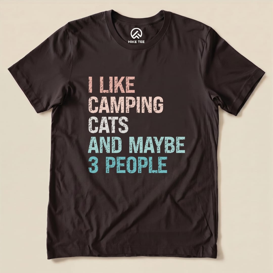 I Like Camping Cat Shirt Hike Tee T-Shirt Brown / S