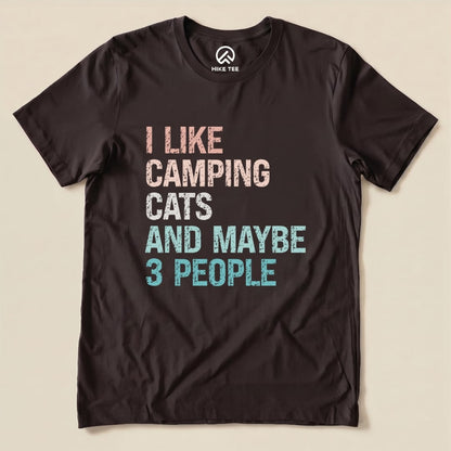 I Like Camping Cat Shirt Hike Tee T-Shirt Brown / S