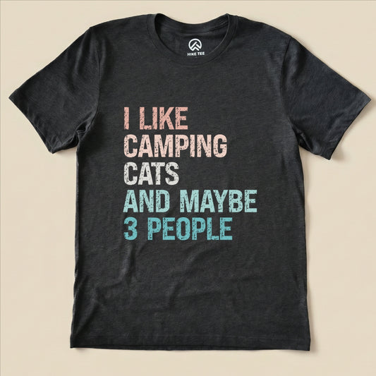 I Like Camping Cat Shirt Hike Tee T-Shirt Dark Grey Heather / S