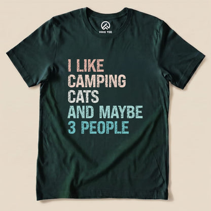 I Like Camping Cat Shirt Hike Tee T-Shirt Forest / S