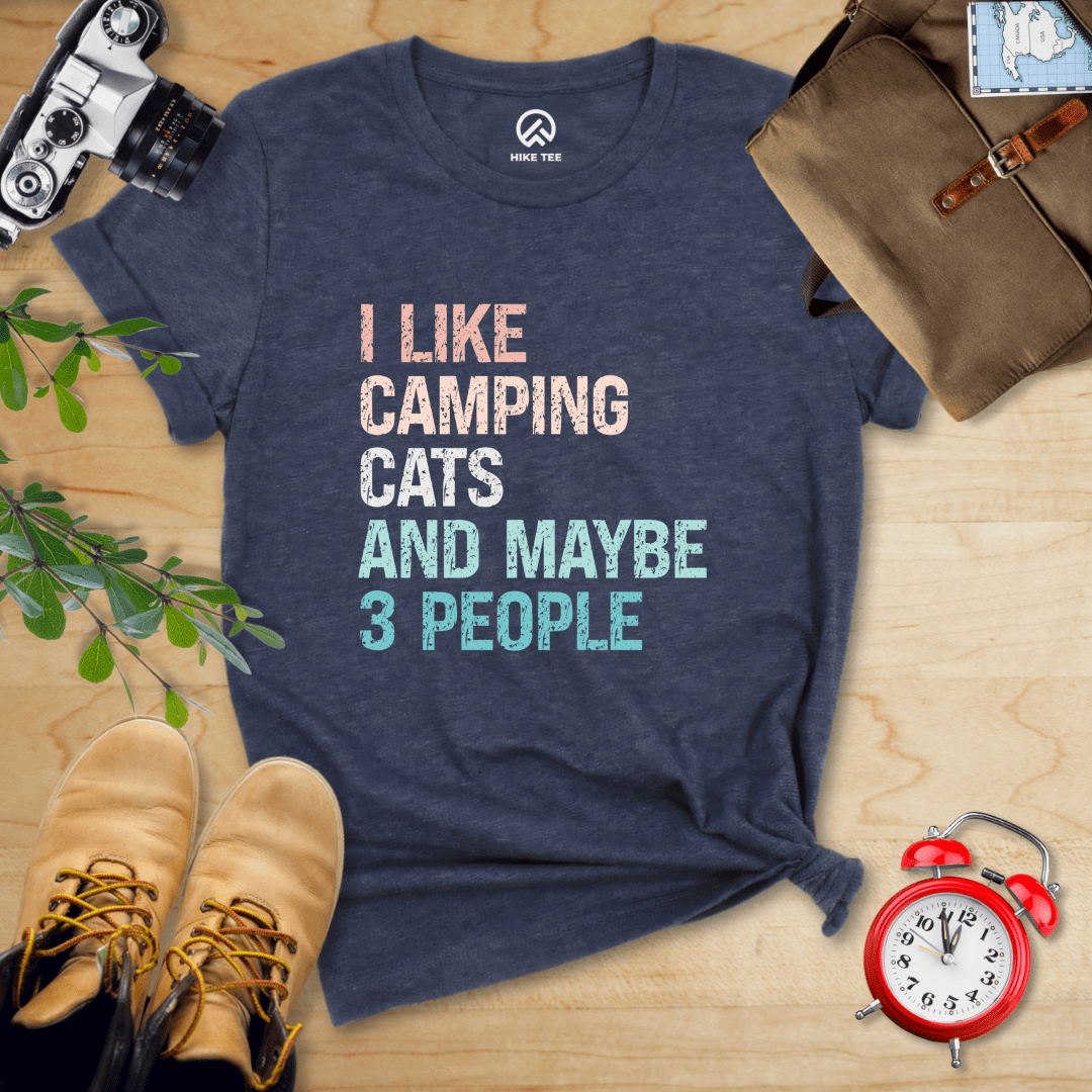 Hike Tee T-Shirt Heather Navy / S I Like Camping Cat Shirt