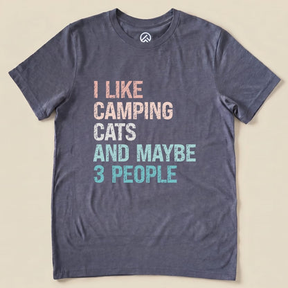 I Like Camping Cat Shirt Hike Tee T-Shirt Heather Navy / S