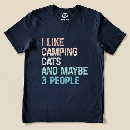 I Like Camping Cat Shirt Hike Tee T-Shirt Navy / S