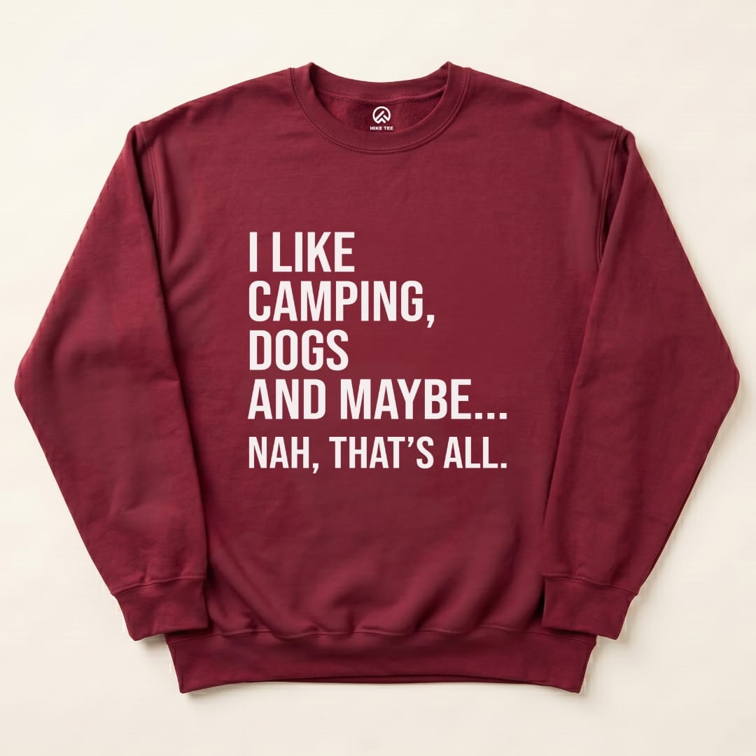 I like Camping Sweatshirt Hike Tee Sweatshirt Maroon / S