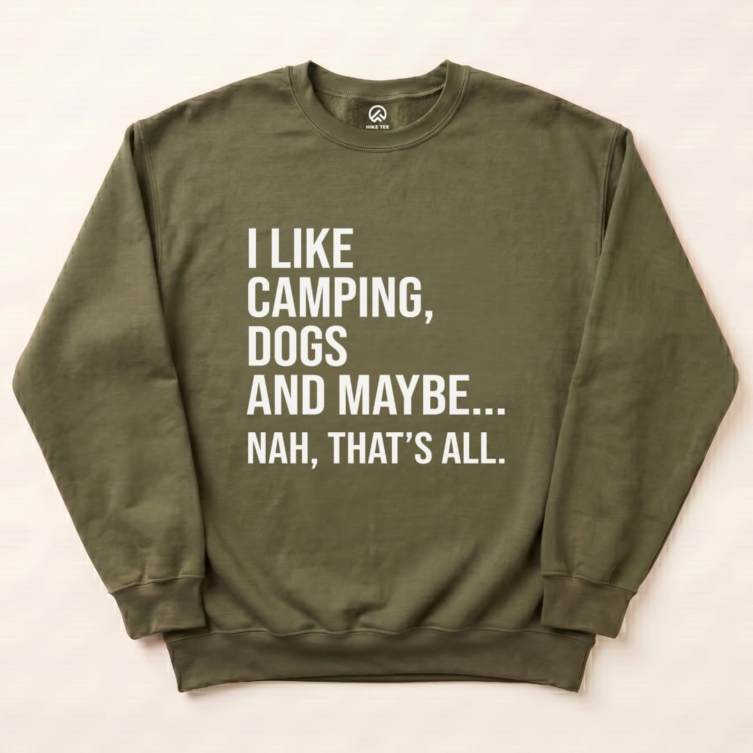 I like Camping Sweatshirt Hike Tee Sweatshirt Military Green / S