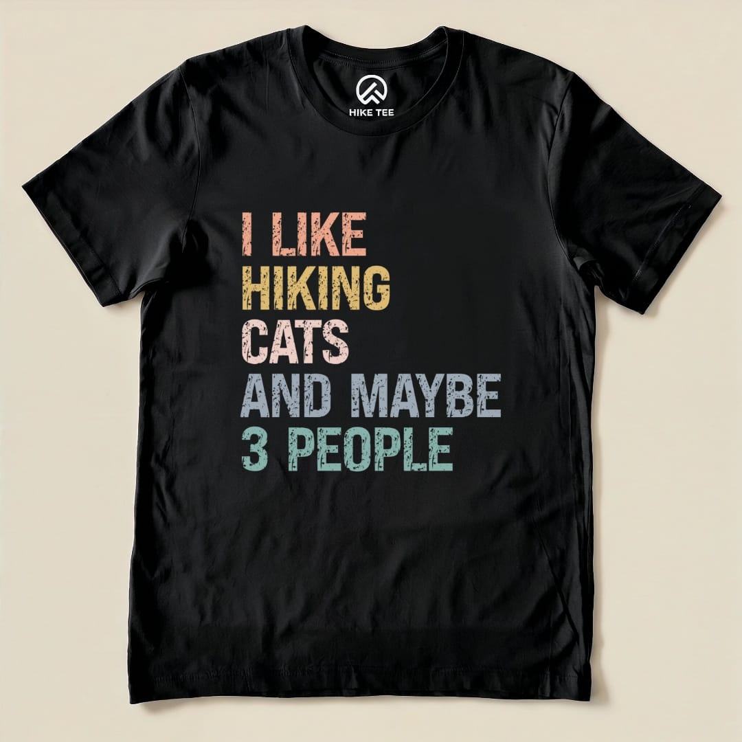I like Hiking Cat Shirt Hike Tee T-Shirt Black / S