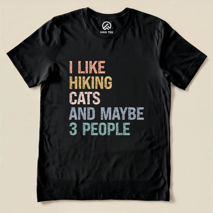 I like Hiking Cat Shirt Hike Tee T-Shirt Black / S