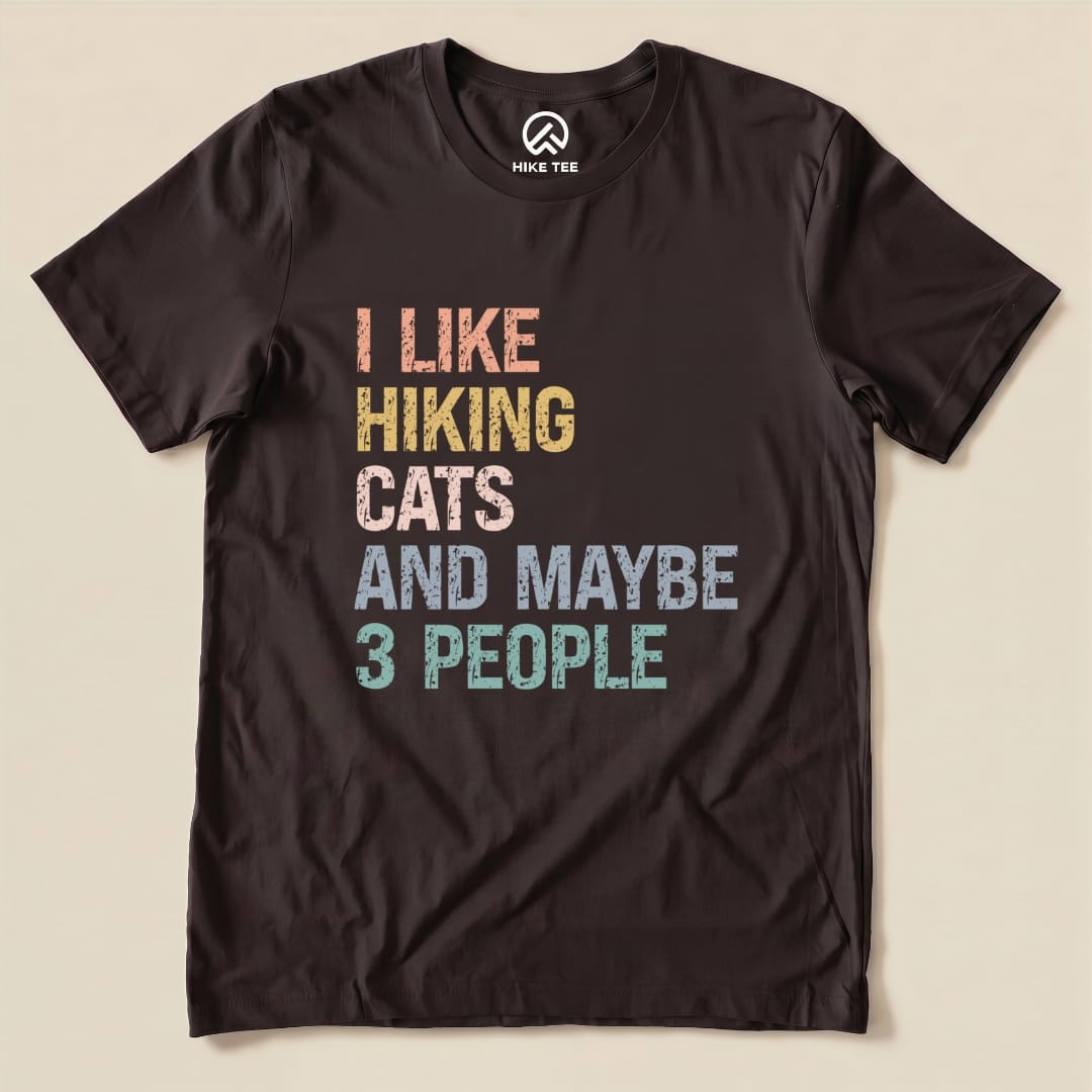 I like Hiking Cat Shirt Hike Tee T-Shirt Brown / S