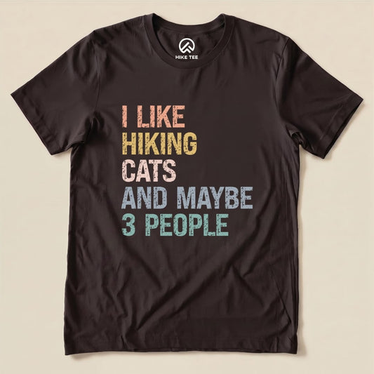 I like Hiking Cat Shirt Hike Tee T-Shirt Brown / S