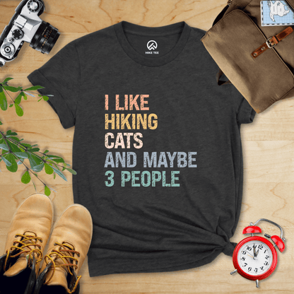 Hike Tee T-Shirt Dark Grey Heather / S I like Hiking Cat Shirt