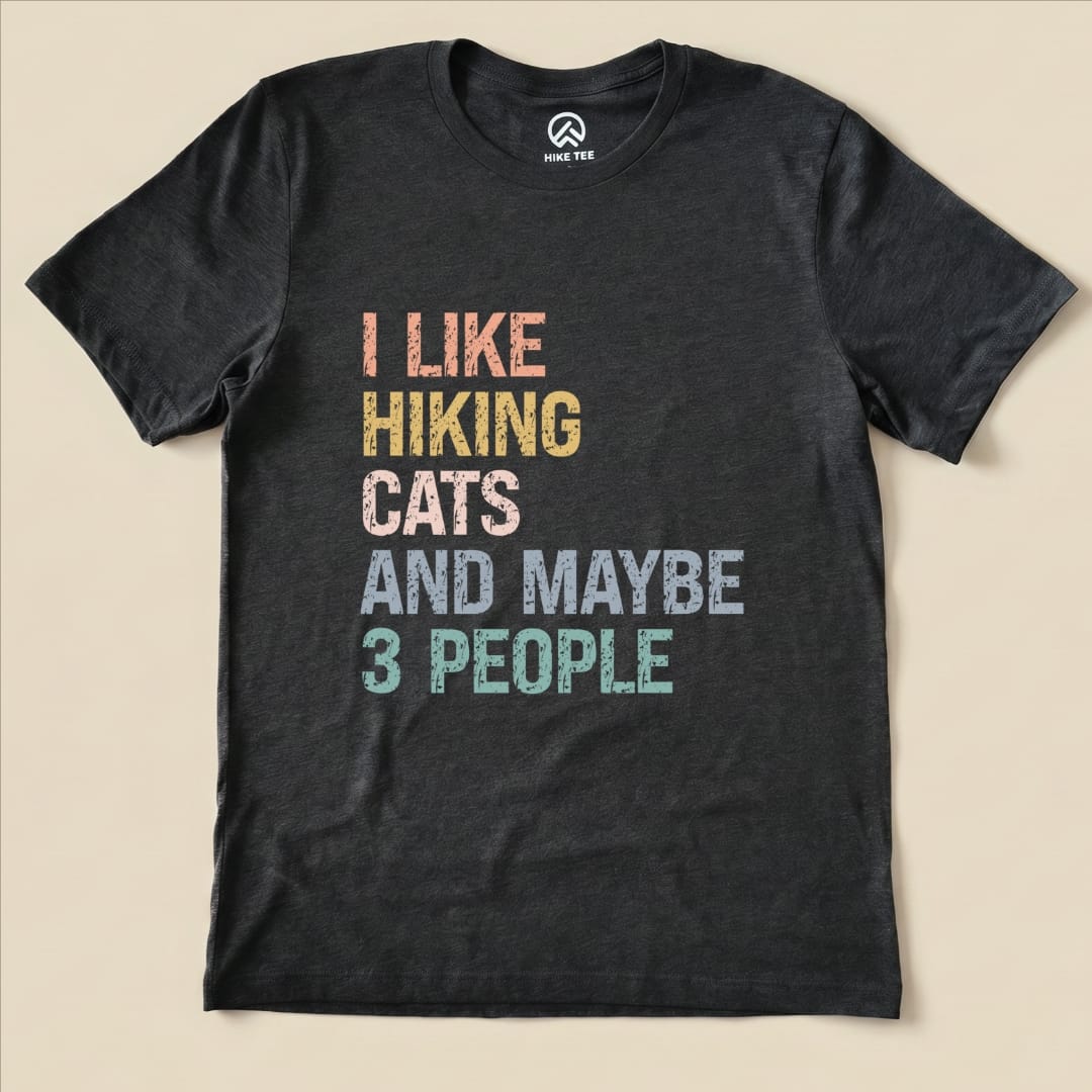 I like Hiking Cat Shirt Hike Tee T-Shirt Dark Grey Heather / S