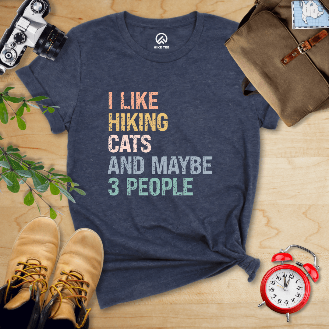 Hike Tee T-Shirt Heather Navy / S I like Hiking Cat Shirt