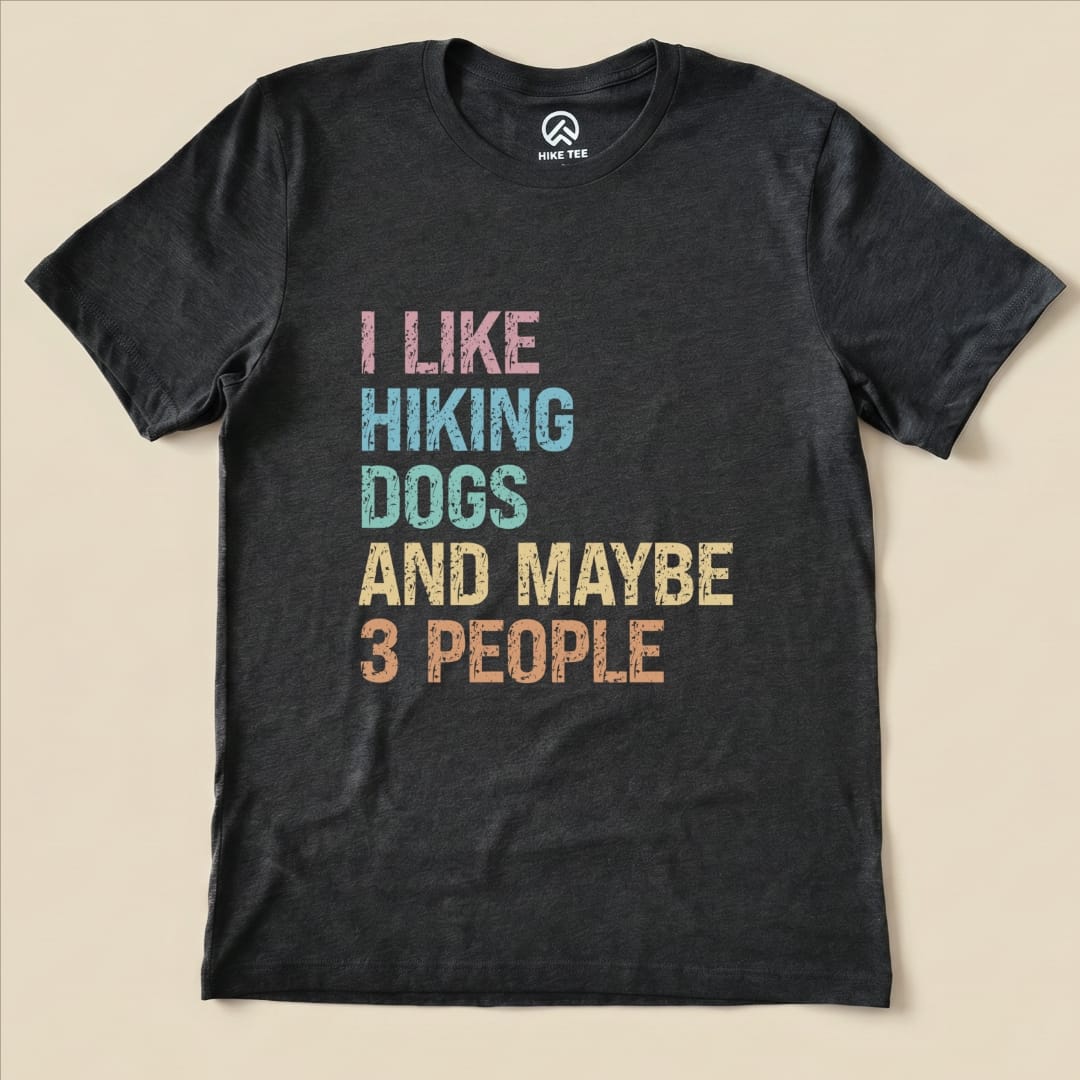I Like Hiking Dogs Shirt Hike Tee T-Shirt Dark Grey Heather / S