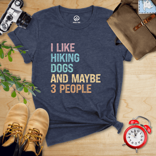 Hike Tee T-Shirt Heather Navy / S I Like Hiking Dogs Shirt