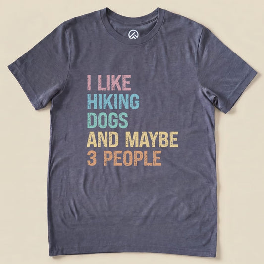 I Like Hiking Dogs Shirt Hike Tee T-Shirt Heather Navy / S
