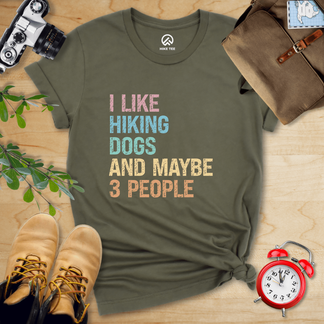 Hike Tee T-Shirt Military Green / S I Like Hiking Dogs Shirt