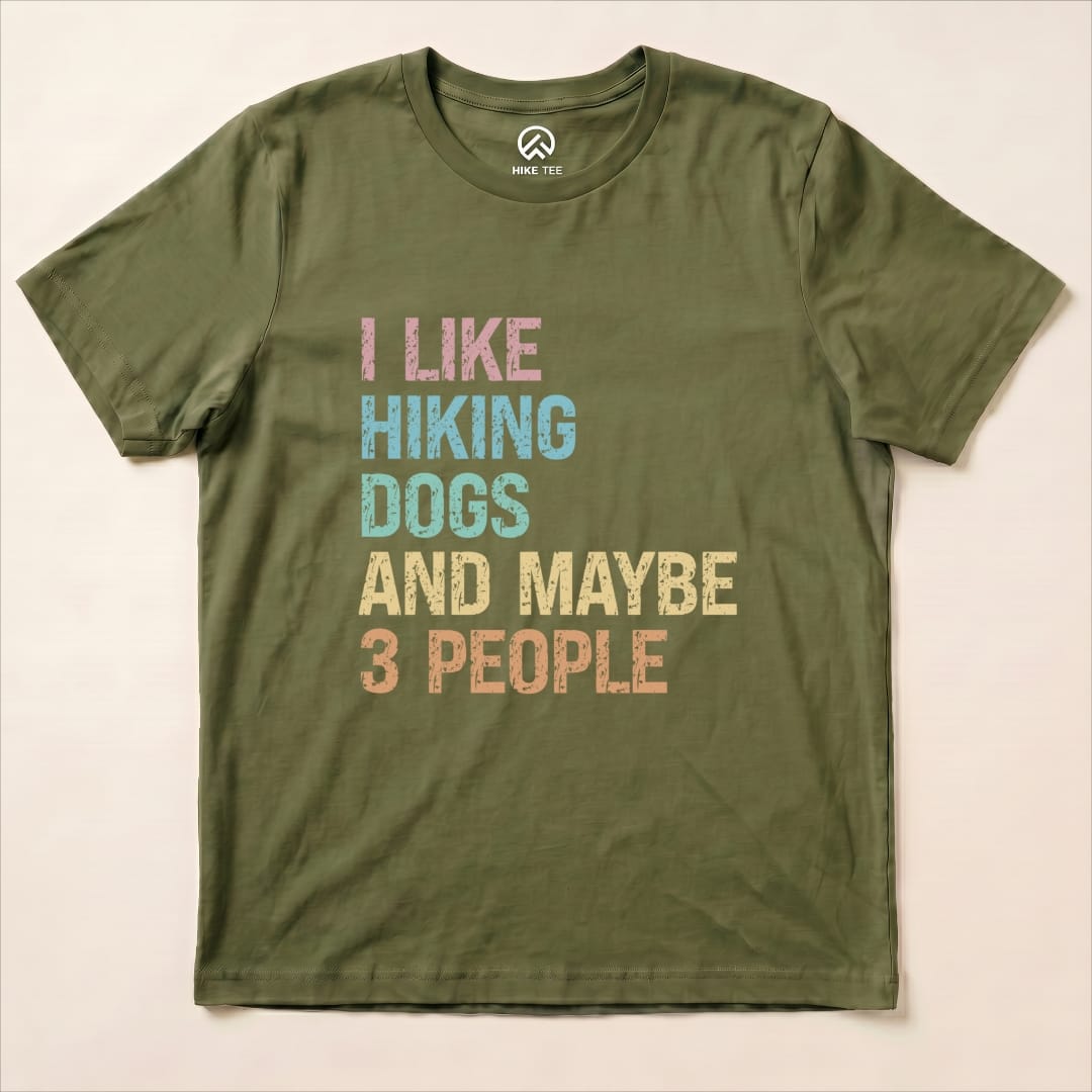 I Like Hiking Dogs Shirt Hike Tee T-Shirt Military Green / S