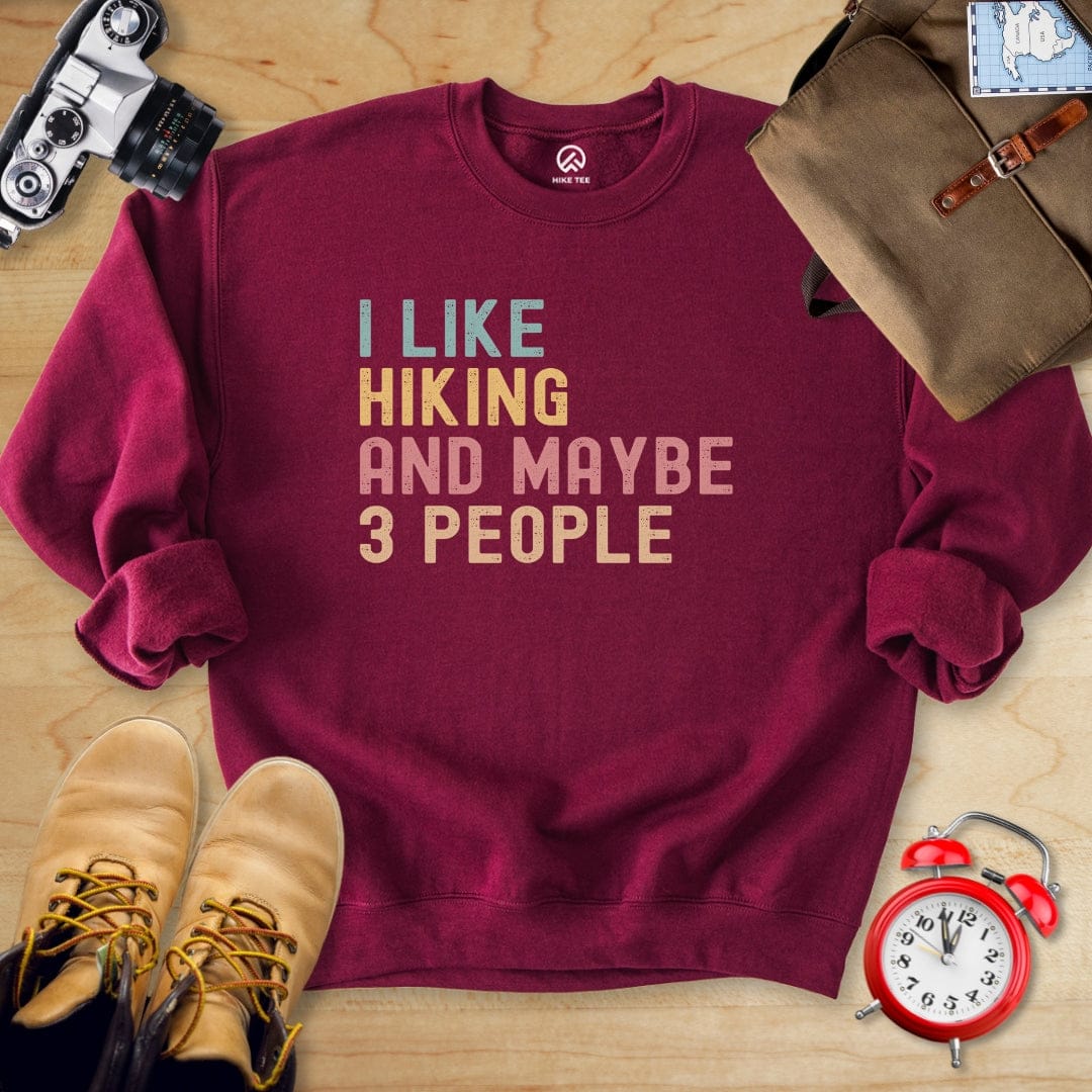 Hike Tee Sweatshirt Maroon / S I like Hiking Sweatshirt