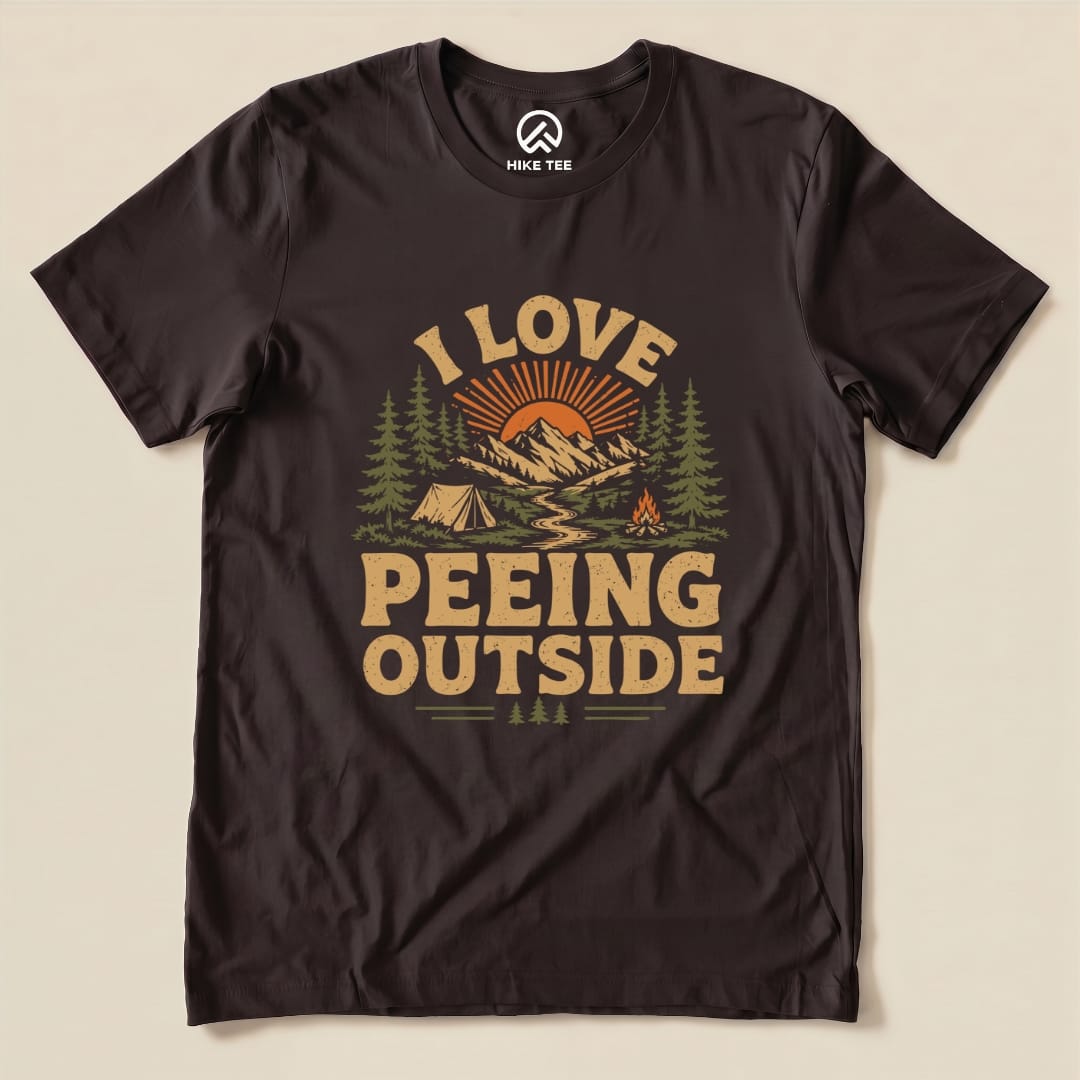 I Like Peeing Outside Shirt Hike Tee T-Shirt Brown / S