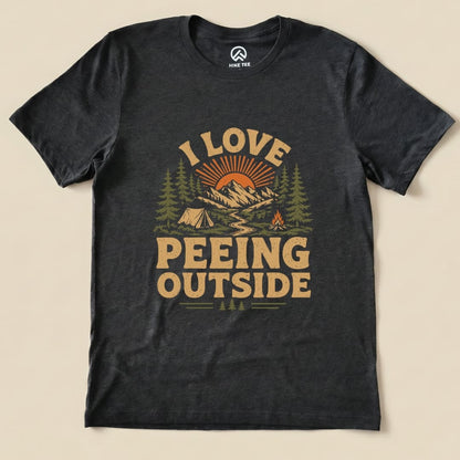 I Like Peeing Outside Shirt Hike Tee T-Shirt Dark Grey Heather / S