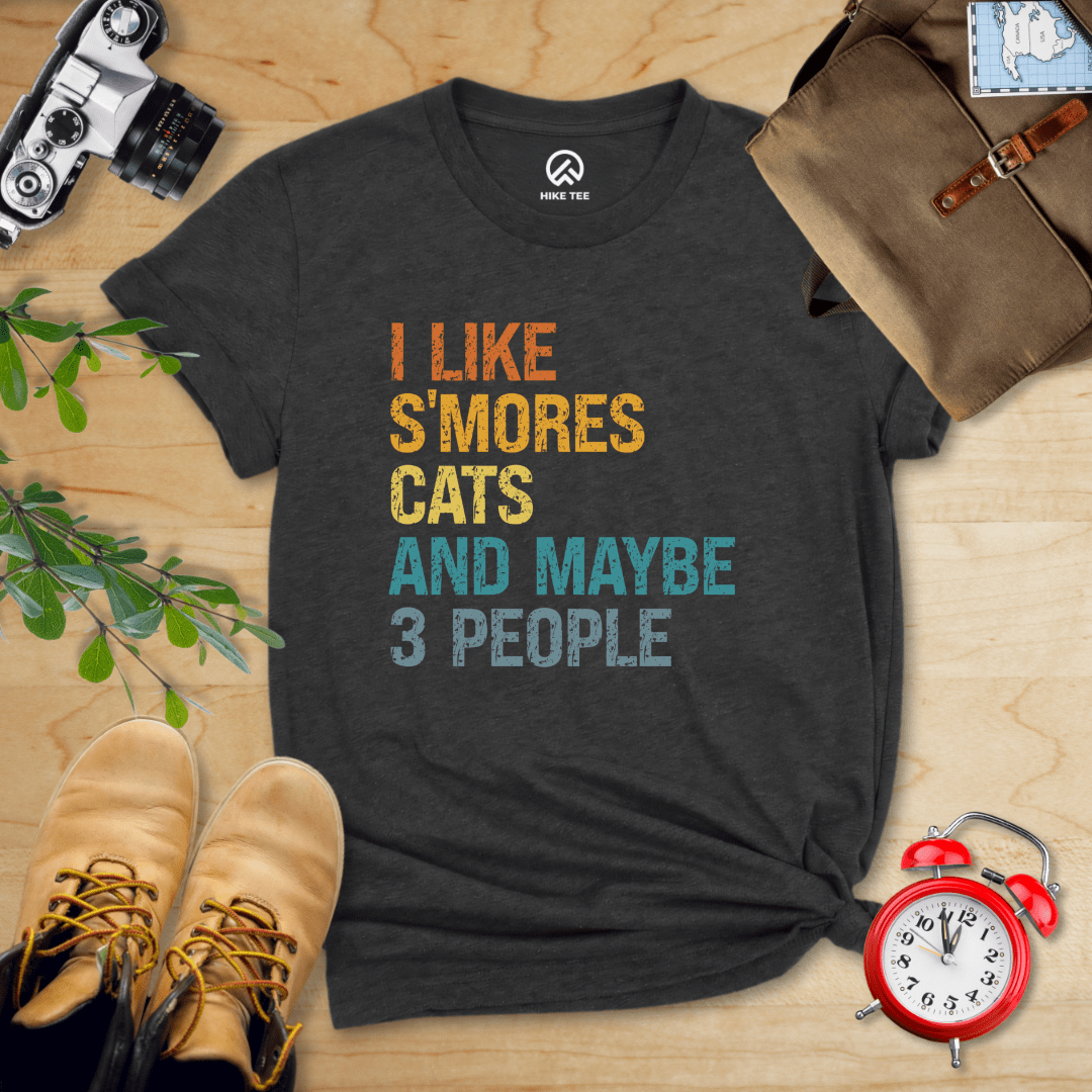 Hike Tee T-Shirt Dark Grey Heather / S I Like S'mores Cats Shirt