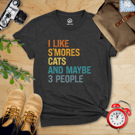 Hike Tee T-Shirt Dark Grey Heather / S I Like S'mores Cats Shirt