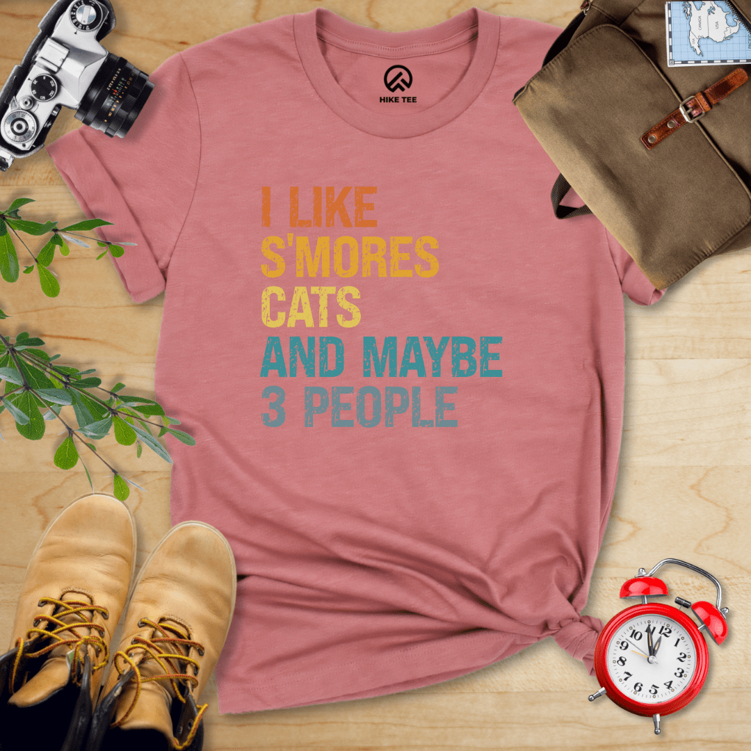 Hike Tee T-Shirt Heather Mauve / S I Like S'mores Cats Shirt