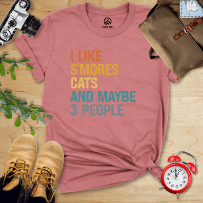 Hike Tee T-Shirt Heather Mauve / S I Like S'mores Cats Shirt