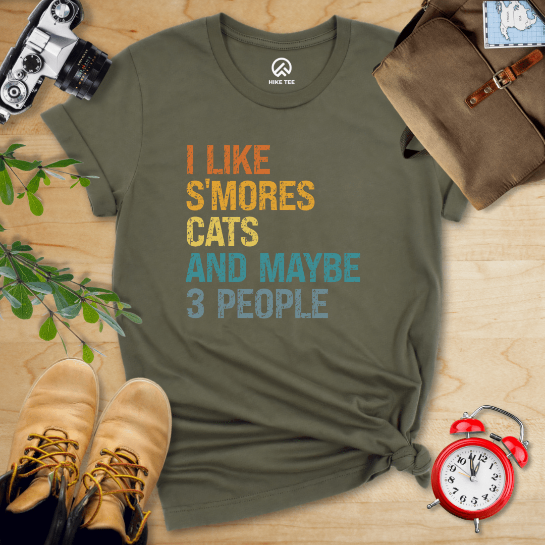 Hike Tee T-Shirt Military Green / S I Like S'mores Cats Shirt