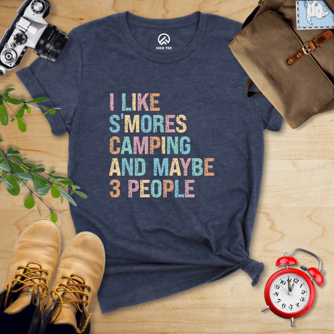Hike Tee T-Shirt Heather Navy / S I like Smores Camping Shirt