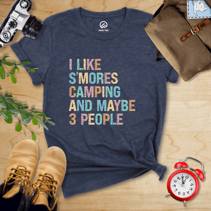 Hike Tee T-Shirt Heather Navy / S I like Smores Camping Shirt